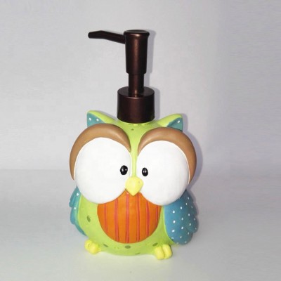 custom pump lotion bottle resin owl figurine foam liquid soap dispenser bottle