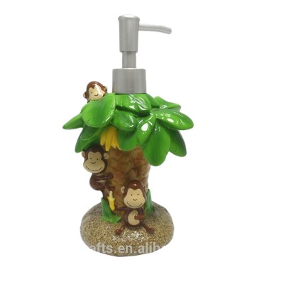 wholesale cute animal monkey figurine resin liquid soap pump dispenser