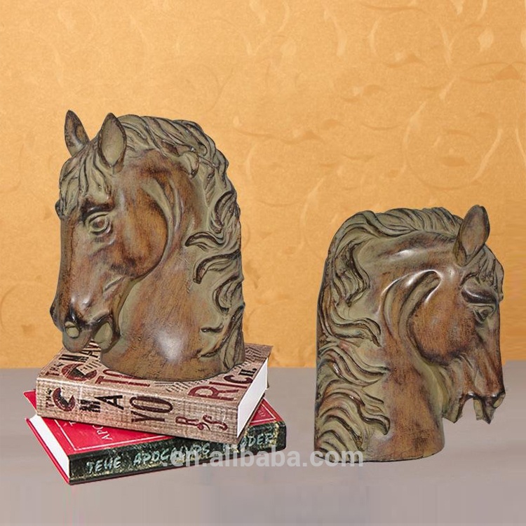 custom made souvenir decorative Bookend resin horse head figurine bookend