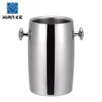 Factory price polish finished round 2L double wall ice bucket stainless steel wine holder