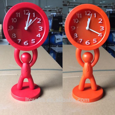 decorative table clock type funny desk alarm clock with man