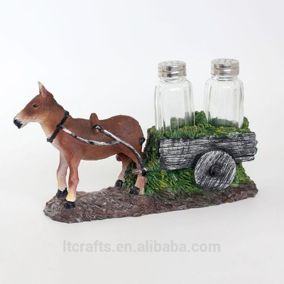 Cartoon donkey resin personalized salt and pepper shaker holders