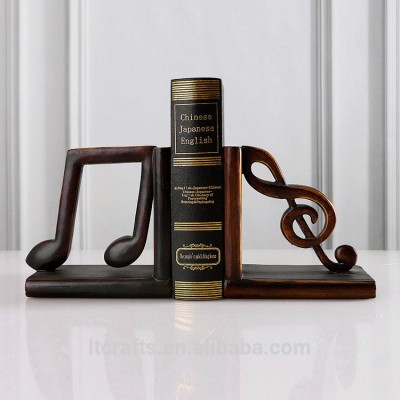 Antique wooden looking design decorative musical note bookends