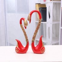 Gold and silver resin swan figurine modern indoor wedding decoration