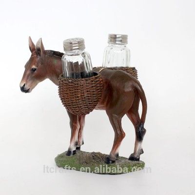 polyresin donkey figurine type funny decorative salt pepper shaker