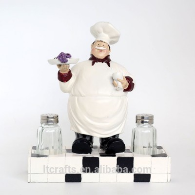 Funny chef resin personalized salt and pepper shaker holders