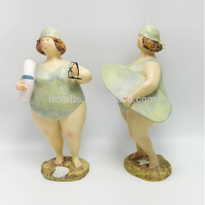 fat swimming woman polyresin statue figure