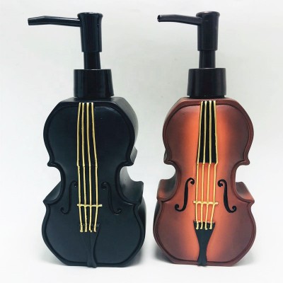 Cute Decorative Resin Violin Shaped Liquid Soap Dispenser Lotion Bottle with Lotion Pump