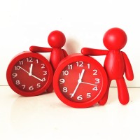 decorative desk clock type cheap plastic man figure table clock