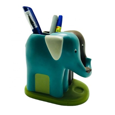 custom handmade resin elephant figurine desktop pen holder