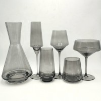 Luxury gray color wine glass champagne coupe highball glass tumbler  carafe