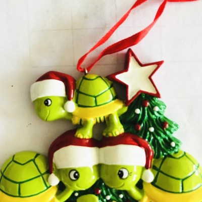 wholesale custom resin turtle figurine christmas ornament